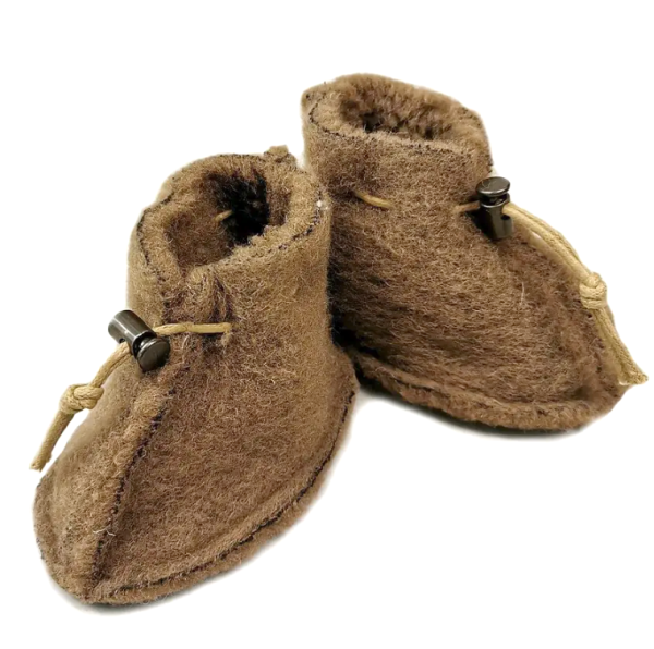 Chaussons bébé en laine emo marron