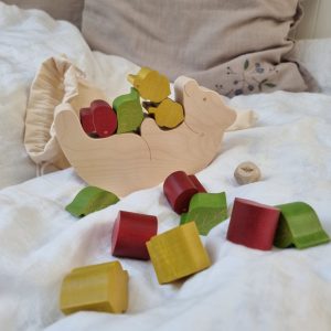 Wooden children's toy balance game stacking game Woolskins Tarnawa